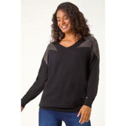 Dusk Hotfix Star Detail Shoulder Jumper 10 female