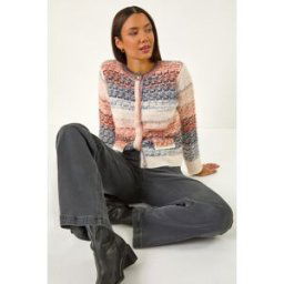 Roman Fluffy Ombre Knit Cardigan 18 female