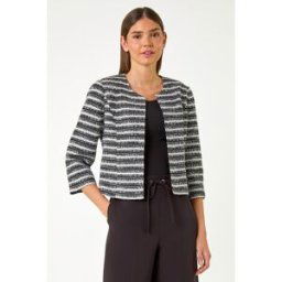 Roman Stripe Shimmer Boucle Jacket 10 female