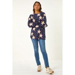 Roman Star Print Long Sleeve Knit Jumper one size female