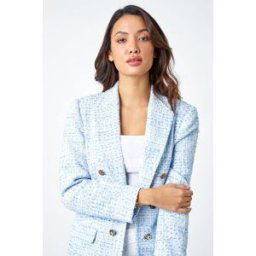 Roman Textured Check Boucle Blazer Jacket 18 female