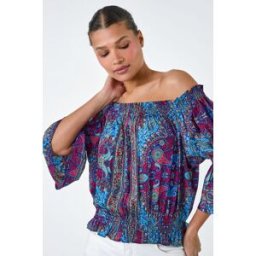 Lilly and Hope Paisley Print Stretch Bardot Top 10 female