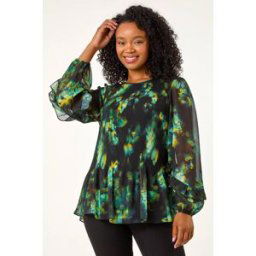 Roman Petite Frill Sleeve Pleat Front Top 8 female