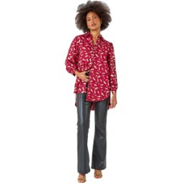 Dusk Metallic Feather Print Shirt 8 female