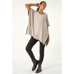 Roman Blanket Stitch Knit Poncho S-M female