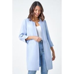 Roman 3/4 Sleeve Textured Longline Smart Jacket 12 female