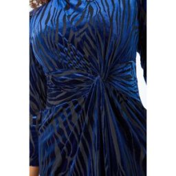 Roman Petite Zebra Print Burnout Ruched Midi Dress 8 female