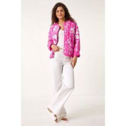 Roman Floral Print Cotton Jacket 18 female