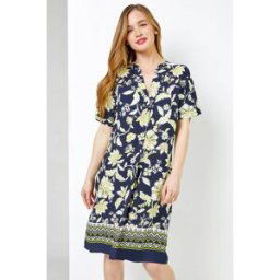 Roman Petite Contrast Floral Print Shirt Dress 8 female