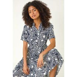 Dusk Abstract Print Midi Shirt Dress 8 female