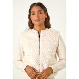Roman Faux Fur Funnel Neck Zip Jacket 18 female