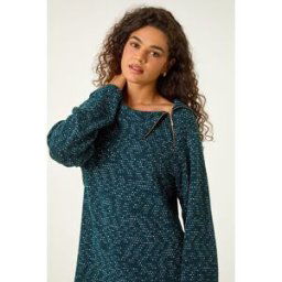 Roman Printed Side Split Zip Stretch Top L female