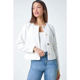Roman Collarless Boucle Jacket 20 female