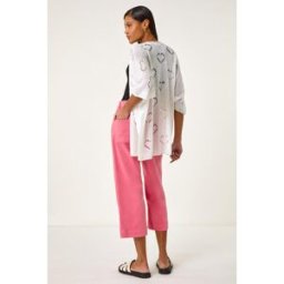 Roman Pointelle Heart Knit Cardigan S female