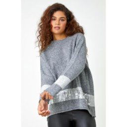 Roman Sequin Colour Block Knit Jumper S female