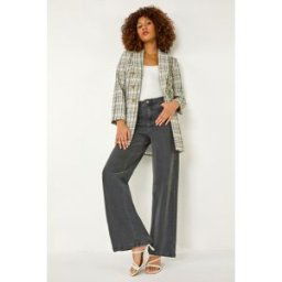 Roman Longline Checkered Boucle Jacket 10 female
