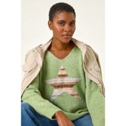 Roman Soft V-Neck Star Jumper 20 female