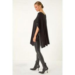 Roman Blanket Stitch Knit Poncho S-M female