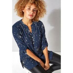 Roman Glitter Star Print Button Through Blouse 10 female