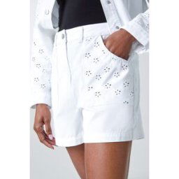 Roman Cotton Blend Broderie Pocket Shorts 20 female