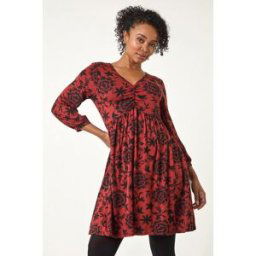 Roman Petite Floral Ruched Stretch Dress 8 female