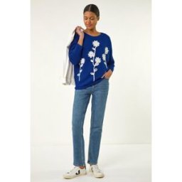 Roman Floral Embroidery Knit Jumper one size female