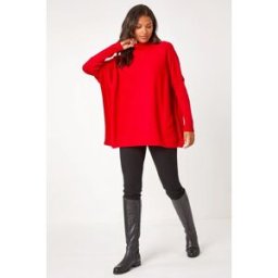 Roman High Neck Longline Knit Jumper S-M female
