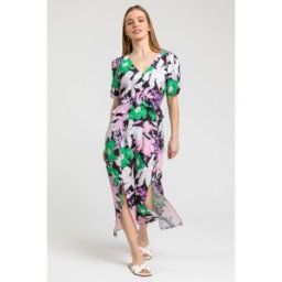 Roman Petite Frill Waist Floral Midi Dress 8 female