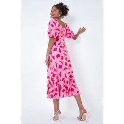 Dusk Floral Chiffon Frill Hem Midi Dress 8 female