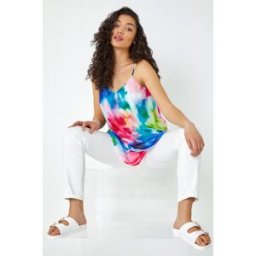 Dusk Abstract Print Double Layer V-Neck Cami Top 8 female