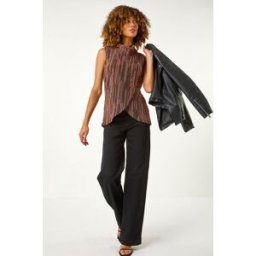 Roman Shimmer Line Cowl Neck Tunic Top 18 female