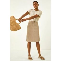 Roman Cotton Denim Stretch A line Skirt 16 female