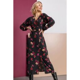 Dusk Gathered Waist Floral Ruched Shift Midi Dress 8 female