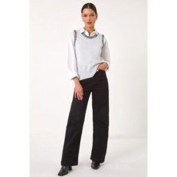 Roman Contrast Stitch Knit Top S female