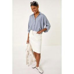 Roman Cotton Denim Stretch A line Skirt 14 female