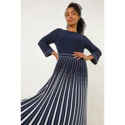 Roman Petite Contrast Pleat Midi Dress 8 female