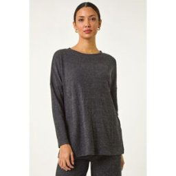 Roman Relaxed Ribbed Side Split Top 12 female