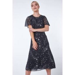 Dusk Star Print Chiffon Midi Dress 8 female