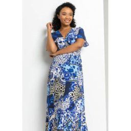 Roman Petite Geo Floral Frill Wrap Dress 8 female