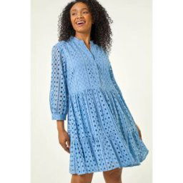Roman Petite Broderie Tiered Dress 8 female