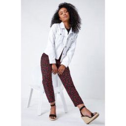 Roman Petite Strawberry Tapered Stretch Trousers 8 female
