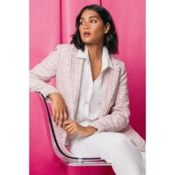 Roman Frayed Edge Boucle Check Jacket 18 female
