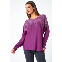 Lilly and Hope Sparkle Embellished V-Neck Knit Jumper 12 female