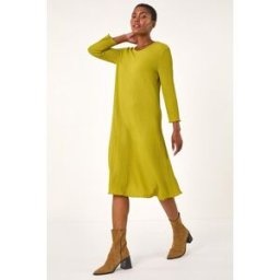 Roman Textured A-Line Stretch Midi Dress 14 female