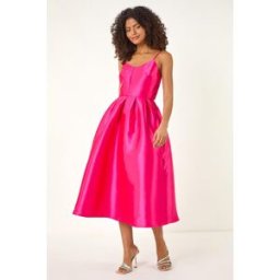 Dusk Twill Cami Pleated Midi Dress 8 female