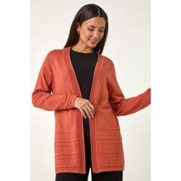 Roman Stitch Detail Hem Knit Cardigan 10 female