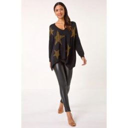 Roman Star Print Hanky Hem Knit Jumper 16 female