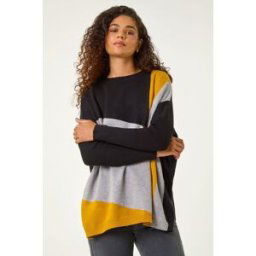 Roman Colour Block Relaxed Longline Jumper M-L female