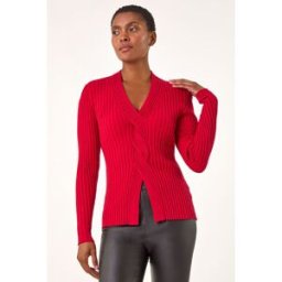 Roman Cable Split Detail Rib Jumper 18 female