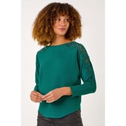Roman Contrast Sleeve Trim Knit Jumper S female
